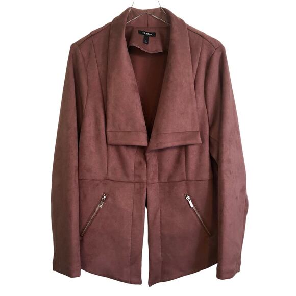torrid Jackets & Blazers - NWOT Torrid Size 3 (3X) Faux Suede Peplum Jacket Mauve Color Hook & Eye Closure